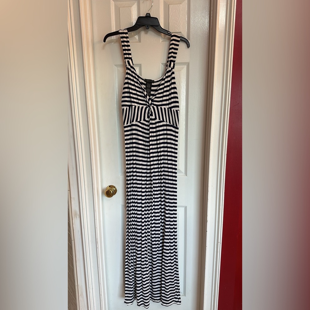 Navy and White Striped Maxi Dress